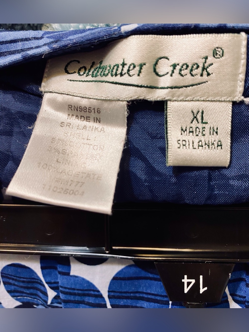 Coldwater Creek Blue & Grey 100% Cotton Skirt. Size XL. Scallop Edge. Lined EUC - Picture 9 of 9